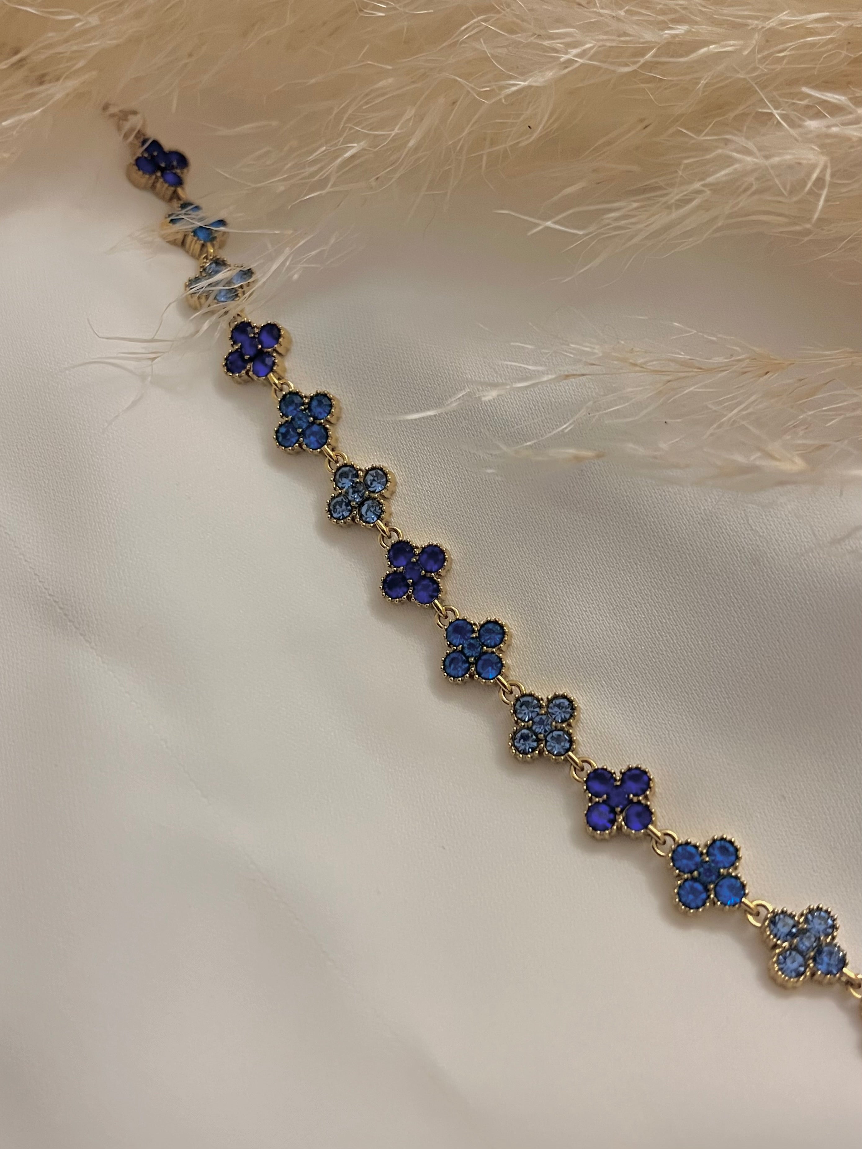 Gourmette trèfle bleu